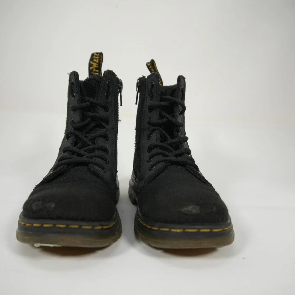 Dr. Martens Canvas Combs J JY004 Kids 13 Black Utility Combat Boots Side Zip